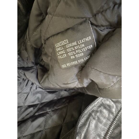 Property vintage black leather bomber jacket from the 1990s with a Size M - Picture 9 of 14